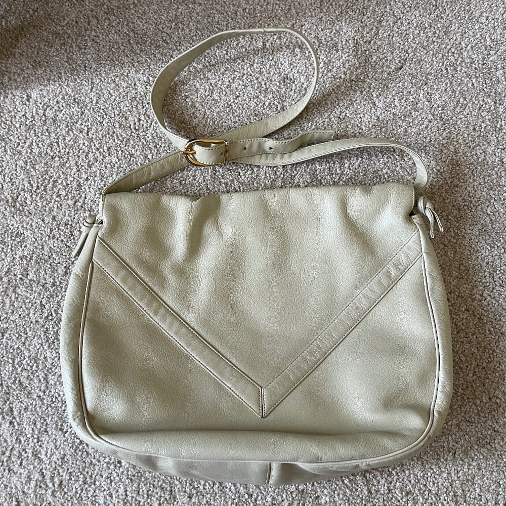 SUSAN GAIL Vintage 1970s Cream Leather Shoulder Bag